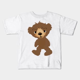 confused looking brown bear graphic walking Kids T-Shirt